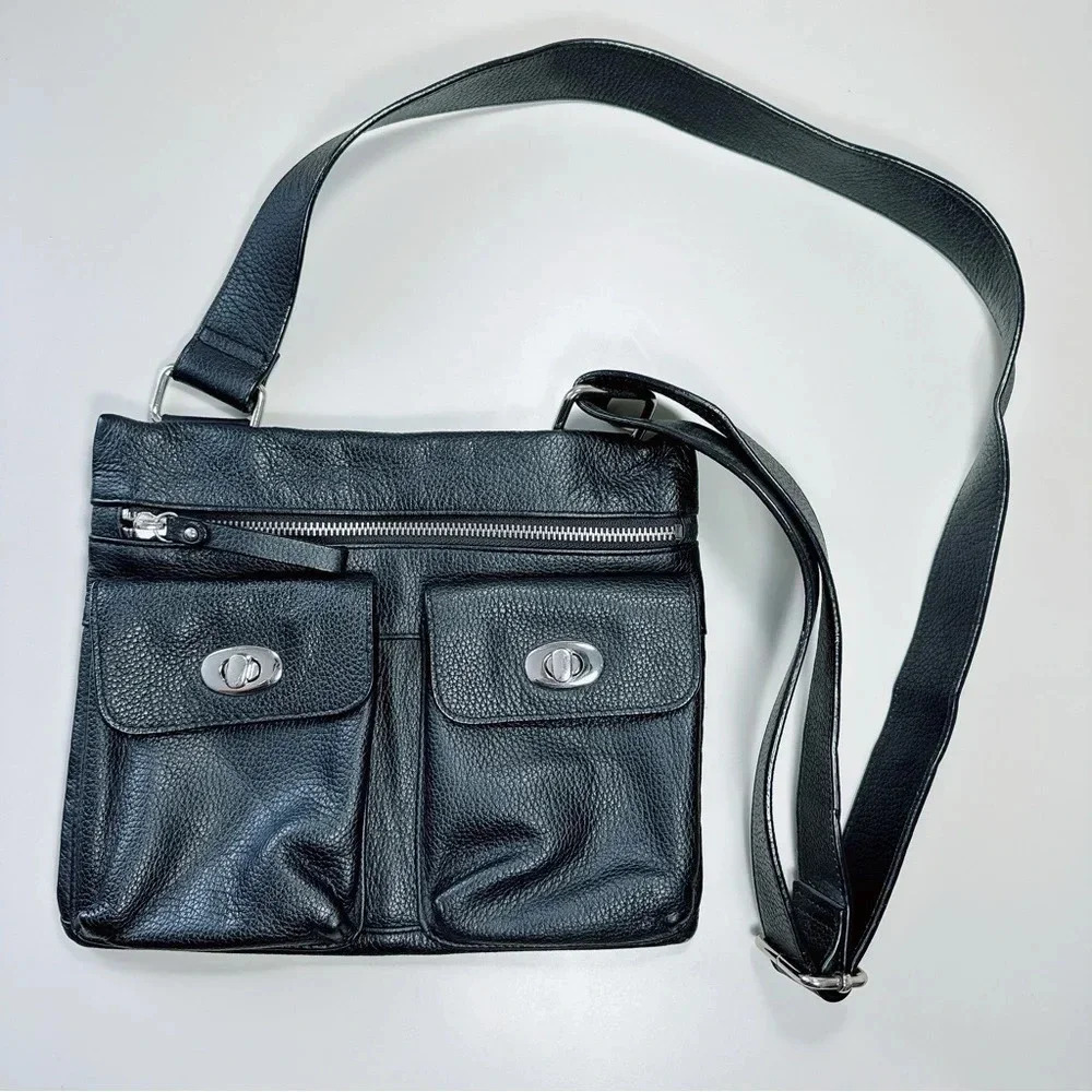 Danier Leather Crossbody Pebbled Turn Lock Bag